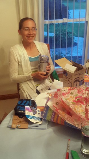 Kari with her load of gifts