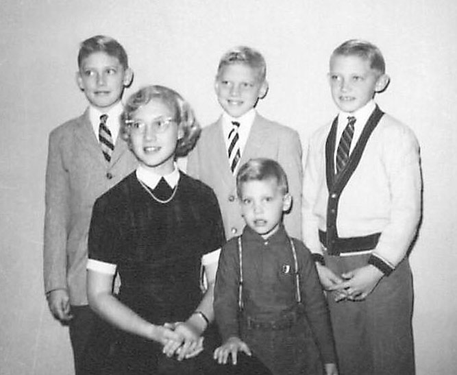 December 1960.  Back row, left to right:  Denny, Steve, Tom.  Front row:  me, Russ.