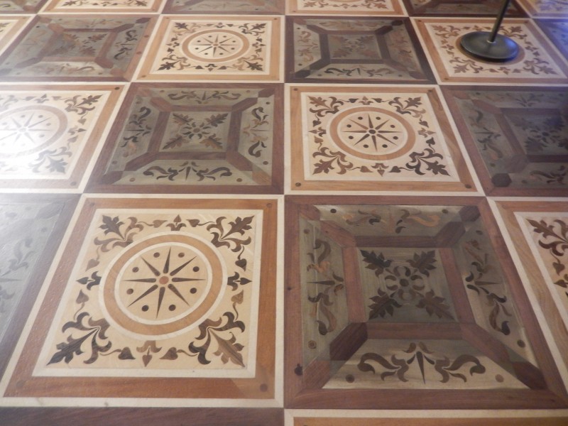 One of the beautiful inlaid wood floors in the Hermitage.