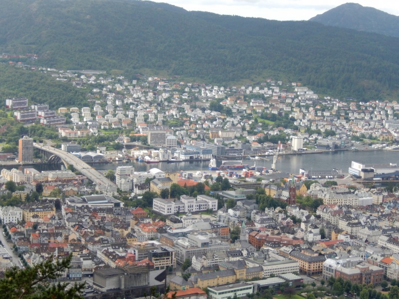 A city view of Bergen from above.