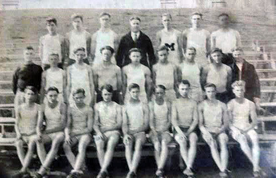 1923 Lincoln High School (Manitowoc) track team. Paul is third from the left in the first row. 
